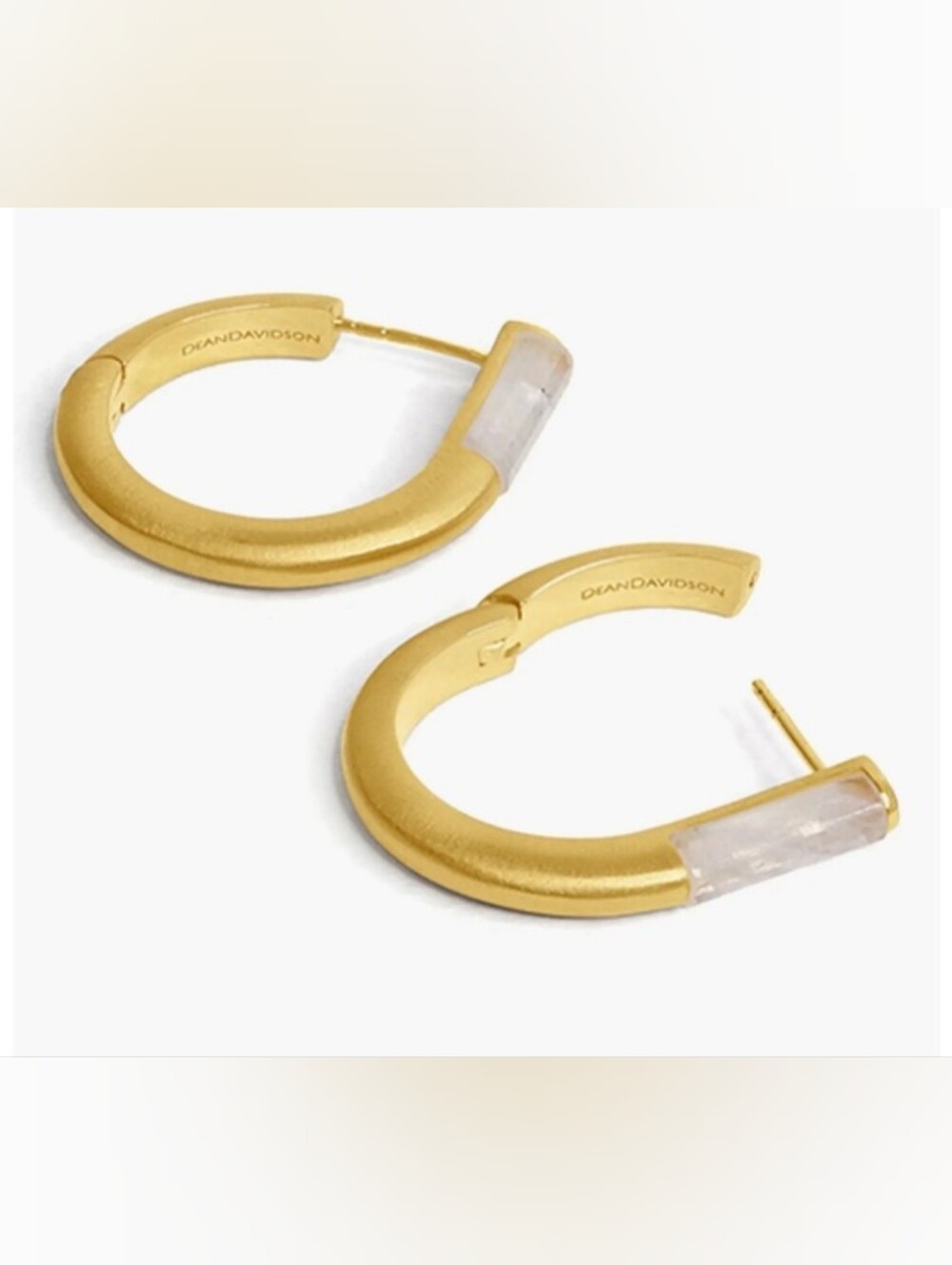Dean davidson Gold Hoop Earrings with Clear Stone Accent